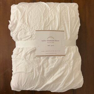 Pottery Barn Taylor Diamond Duvet Full Queen And 2 Euro Shams Set White NWT
